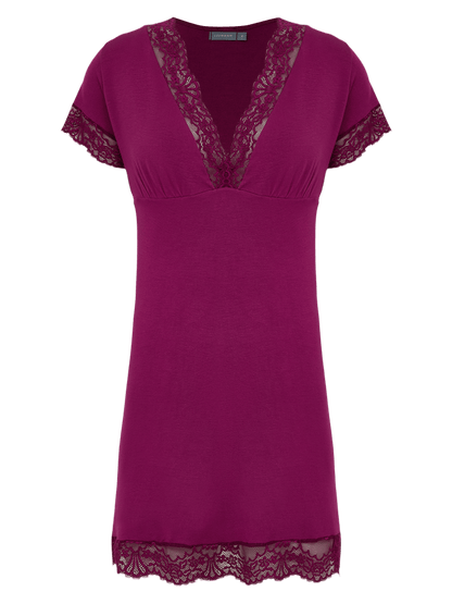 Kurzes Nachthemd kurzärmelig Viskose-Lycra Cris Lila Purple Potion