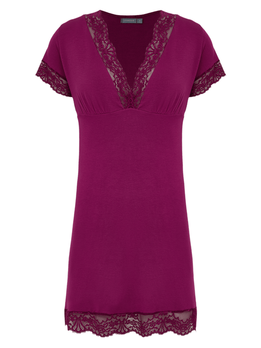 Kurzes Nachthemd kurzärmelig Viskose-Lycra Cris Lila Purple Potion 1
