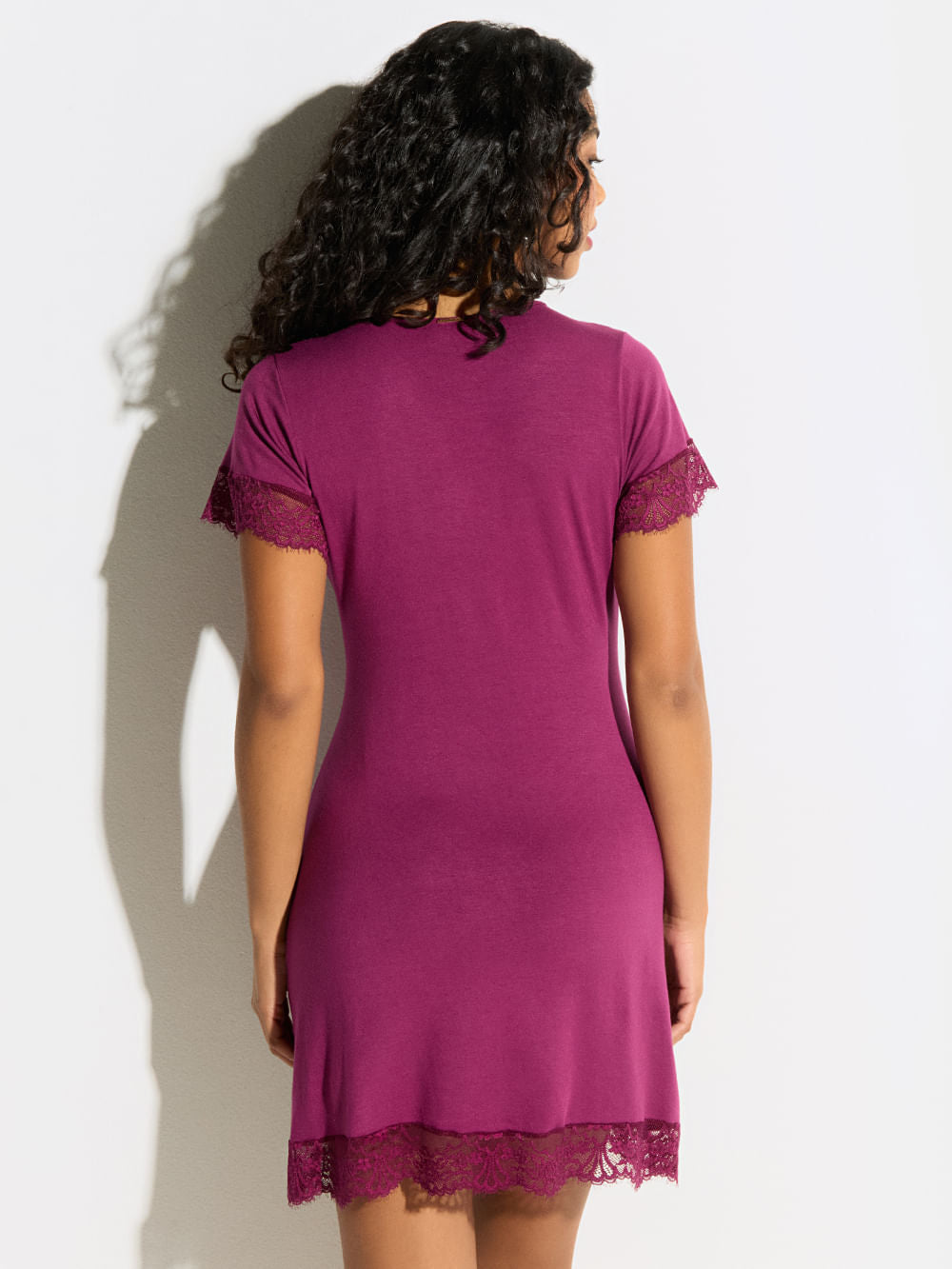 Kurzes Nachthemd kurzärmelig Viskose-Lycra Cris Lila Purple Potion 4